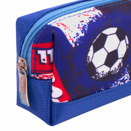 Пенал ЮНЛАНДИЯ, 1 отделение, полиэстер, "Football", синий, 19х4х6 см, 270270 - Пеналы мягкие