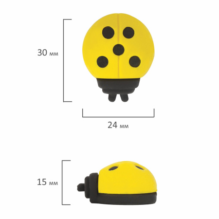 Набор ластиков фигурных ПИФАГОР "Божья коровка" 3 шт., 30x24x15 мм, цвет ассорти, 222480 - Ластики классические