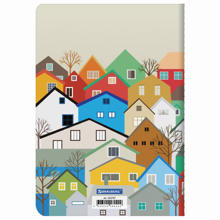Тетрадь 40 л. в клетку обложка SoftTouch, бежевая бумага 70 г/м2, сшивка, А5 (147х210 мм), УЮТНЫЙ ГОРОД, BRAUBERG, 403787 - Тетради 40-48 листов