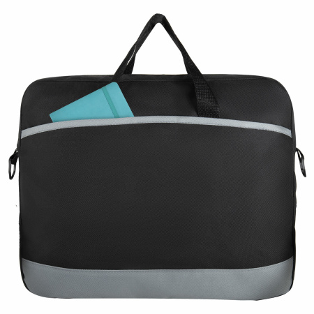 Сумка для документов STAFF "Manager" на молнии с карманом, полиэстер, черно-серый, 37х32х5см, 270836 - Сумки для документов