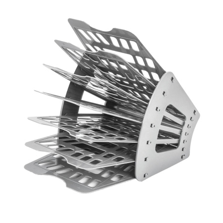 Лоток для бумаг 7-ми секционный, 6 отделений, серый, ЛТ40 - Лотки и подставки секционные