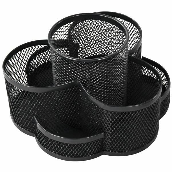 Подставка-органайзер вращающаяся BRAUBERG "Germanium", 7 секций, 110х165х175 мм, черная, металл, 237980 - Подставки канцелярские без наполнения