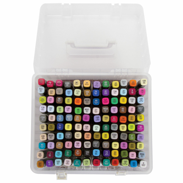 Маркеры для скетчинга двусторонние BRAUBERG ART DEBUT "BLACK", НАБОР 120 шт., пластиковый кейс, 152134 - Скетчмаркеры в наборах