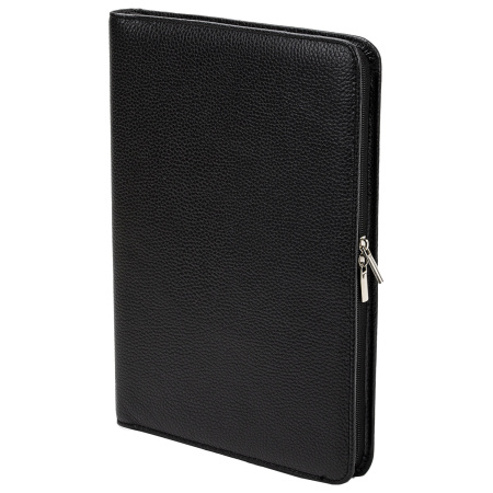 Папка из натуральной кожи на молнии, 340х250х30 мм, черная, 8-011 - Папки из кожи