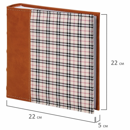 Фотоальбом BRAUBERG "Шотландка" на 200 фото 10х15 см, под кожу, бумажные страницы, бокс, 391192 - Фотоальбомы
