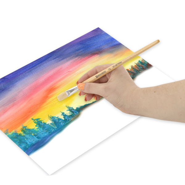 Кисть BRAUBERG, щетина, плоская, № 12, 200204 - Кисти для рисования