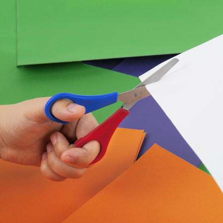 Ножницы ПИФАГОР, 130 мм, для левши, с линейкой, в картонной упаковке с европодвесом, 236784 - Ножницы детские