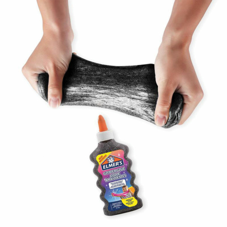 Клей для слаймов канцелярский с блестками ELMERS Glitter Glue, 177 мл, черный, 2109501 - Изготовление слаймов