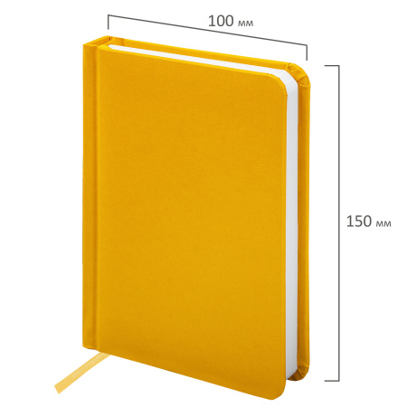 Ежедневник недатированный МАЛЫЙ ФОРМАТ А6 (100x150 мм) BRAUBERG "Select", балакрон, 160 л., желтый, 111684 - Ежедневники с покрытием "под кожу и ткань"