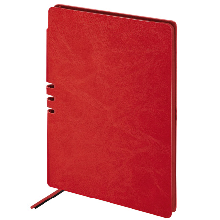 Блокнот А5 (140х200 мм), BRAUBERG "NEBRASKA", под кожу, 80 л., линия, красный, 113414 - Бизнес-блокноты и бизнес-тетради