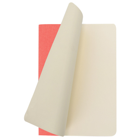 Тетрадь 48 л. в клетку обложка кожзам под лён, сшивка, A5 (147х210мм), КОРАЛЛОВЫЙ, BRAUBERG PASTEL, 403870 - Тетради 40-48 листов