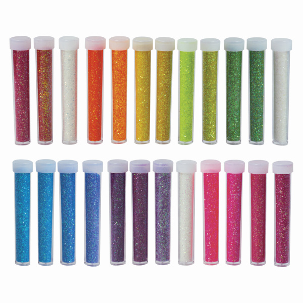 Блестки (глиттер) для декора, поделок, DIY, творчества, оформления, ОСТРОВ СОКРОВИЩ, НАБОР 24 цвета по 4 грамма, блистер, 662230 - Блестки для декора