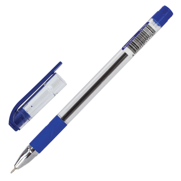 Ручка шариковая масляная с грипом BRAUBERG "Max-Oil", СИНЯЯ, игольчатый узел 0,7 мм, линия письма 0,35 мм, 141701 - Ручки шариковые неавтоматические