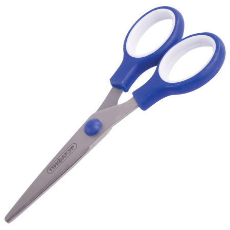 Ножницы ПИФАГОР, 130 мм, резиновые вставки, картонная упаковка с подвесом, ассорти, 236984 - Ножницы детские