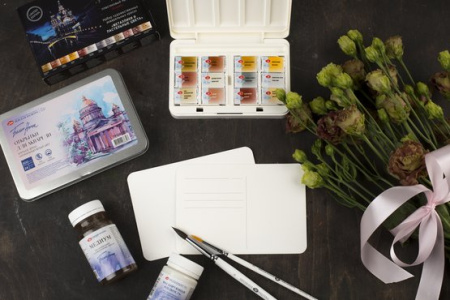 Подарочный набор «Белые ночи» для живописи «Акварель № 1» в картонной коробке - Акварель художественная в наборах