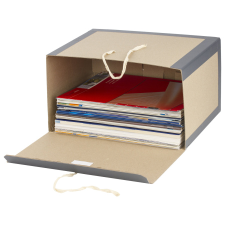 Короб архивный 180х240х330 мм, переплетный картон/бумвинил, завязки, до 1700 л., STAFF, 112160 - Короба архивные