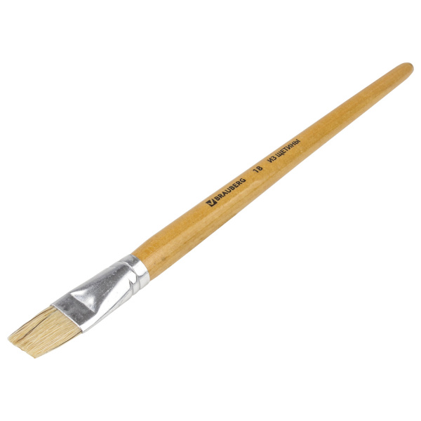 Кисть BRAUBERG, щетина, плоская, № 18, 200206 - Кисти для рисования
