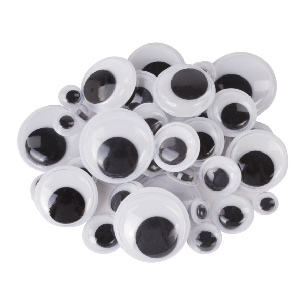 Глазки для творчества, вращающиеся, черно-белые, ассорти, 36 шт., ОСТРОВ СОКРОВИЩ, 661332 - Глазки для творчества