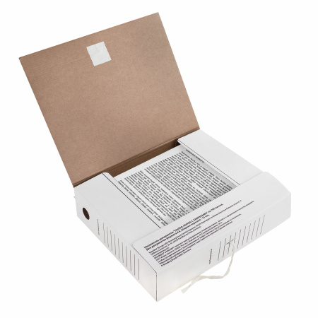 Папка архивная с завязками А4 (325х260 мм), 75 мм, до 700 листов, плотная, микрогофрокартон, БЕЛАЯ, BRAUBERG, 124850 - Накопители документов