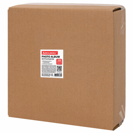 Фотоальбом BRAUBERG "Персик" на 200 фото 10х15 см, ткань, персиковый, 391190 - Фотоальбомы