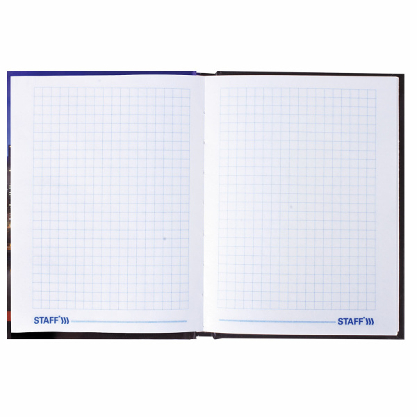 Блокнот МАЛЫЙ ФОРМАТ 110х147 мм А6, 80 л., твердый переплет, ламинированная обложка, клетка, STAFF, "Офисный", 121628 - Блокноты в книжном переплете