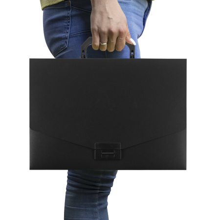 Портфель пластиковый STAFF А4 (320х225х36 мм), без отделений, черный, 229241 - Портфели пластиковые