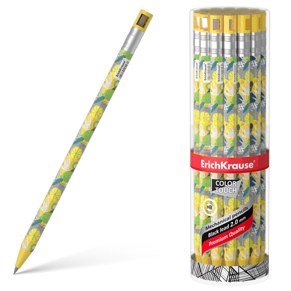 Карандаш механический цанговый 2 мм, ERICH KRAUSE ColorTouch "Lime", корпус ассорти, 56132