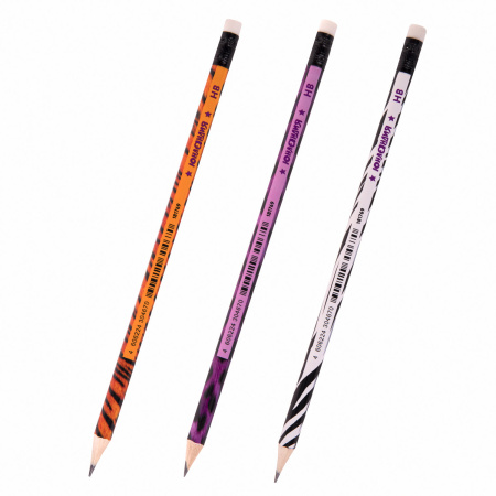 Карандаш чернографитный ЮНЛАНДИЯ "АФРИКА", 1 шт., HB, с ластиком, корпус ассорти, 181769 - Карандаши чернографитные