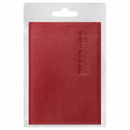 Обложка для паспорта натуральная кожа галант, "PASSPORT", красная, BRAUBERG, 237178 - Обложки для паспорта