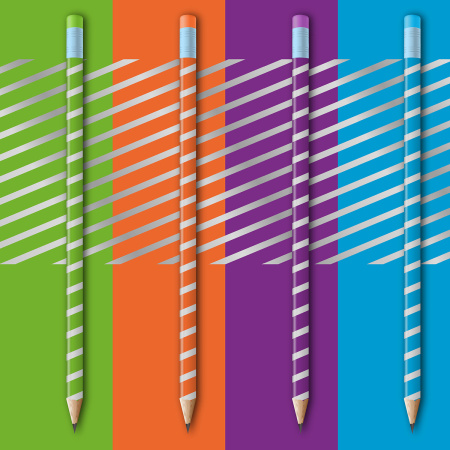 Карандаш чернографитный BRAUBERG "SILVER LINE", 1 шт., HB, с ластиком, корпус ассорти, 181749 - Карандаши чернографитные