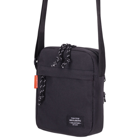 Сумка на плечо BRAUBERG COMPACT, два кармана, черная, 19х14х5 см, 271688 - Сумки-мини на плечо