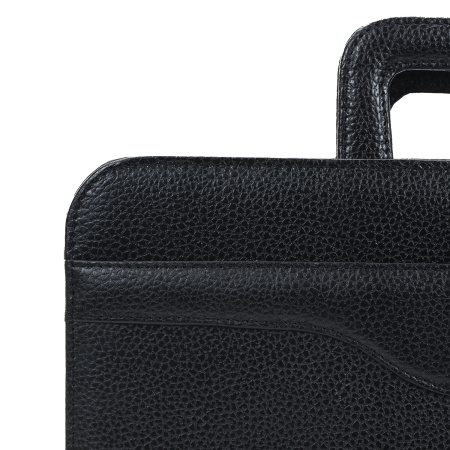 Папка из натуральной кожи на молнии, с выдвижными ручками, 385х280х50, черная, 8-021 - Папки из кожи