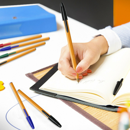 Ручки шариковые BIC "Orange", НАБОР 4 ЦВЕТА, узел 0,8 мм, линия 0,3 мм, пакет, 8308541 - Ручки шариковые неавтоматические