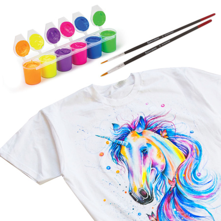 Краски акриловые по ткани НЕОН ОСТРОВ СОКРОВИЩ 6 цветов по 25 мл, 191697 - Декоративные и хобби краски