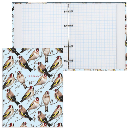 Тетрадь на кольцах А5 (165х215 мм), 120 листов, твердый картон, клетка, BRAUBERG, Щеглы, 404079 - Тетради на кольцах и сменные блоки к ним