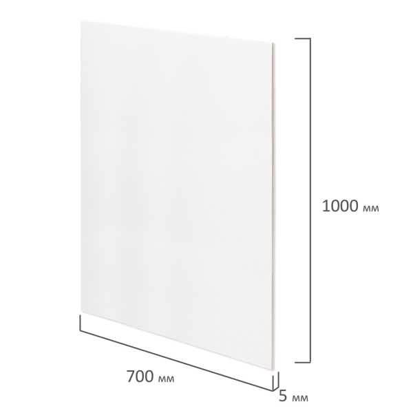 Пенокартон матовый, 70х100 см, толщина 5 мм, белый, BRAUBERG, 112479 - Пенокартон