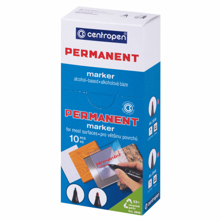 Маркер перманентный CENTROPEN 2846, СИНИЙ, тонкий наконечник, 1 мм, 6 2846 9406 - Маркеры перманентные