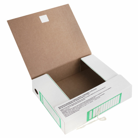 Папка архивная с завязками А4 (325х260 мм), 75 мм, до 700 листов, плотная, микрогофрокартон, ЗЕЛЕНАЯ, BRAUBERG, 124851 - Накопители документов