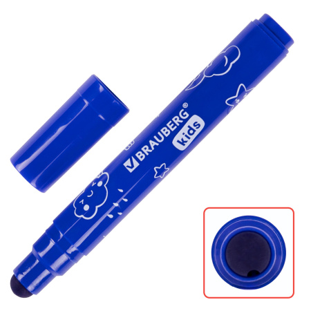 Фломастеры смываемые детские, противоударный наконечник, 6 цветов, BRAUBERG KIDS, ПВХ-упаковка с европодвесом, 152178 - Фломастеры классические