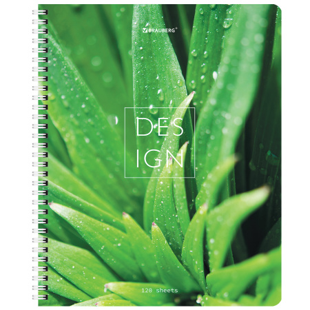 Тетрадь А5 120 л. BRAUBERG, гребень, клетка, глянцевая ламинация, "Растения" (4 вида в спайке), 404448 - Тетради более 60 листов