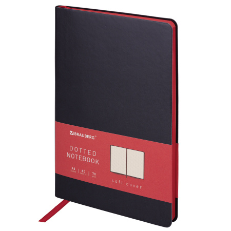 Блокнот А5 (148x218 мм), BRAUBERG "Metropolis Mix", под кожу, 80 л., в точку, черный, 113314 - Бизнес-блокноты и бизнес-тетради