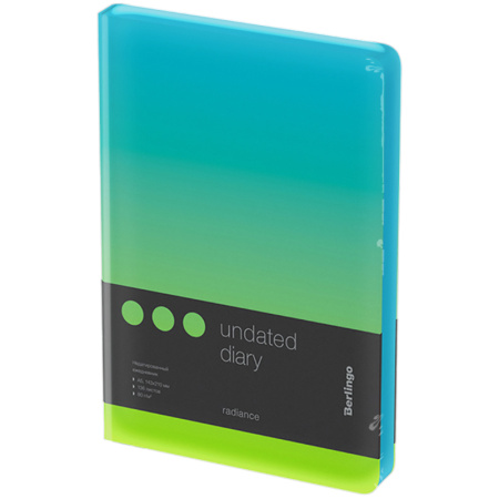 Ежедневник недатированный, А5, 136л., кожзам, Berlingo "Radiance", голубой/зеленый градиент - Ежедневники с твердой обложкой