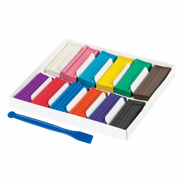 Пластилин классический ОФИСМАГ, 12 цветов, 240 г, СО СТЕКОМ, 106677 - Пластилин