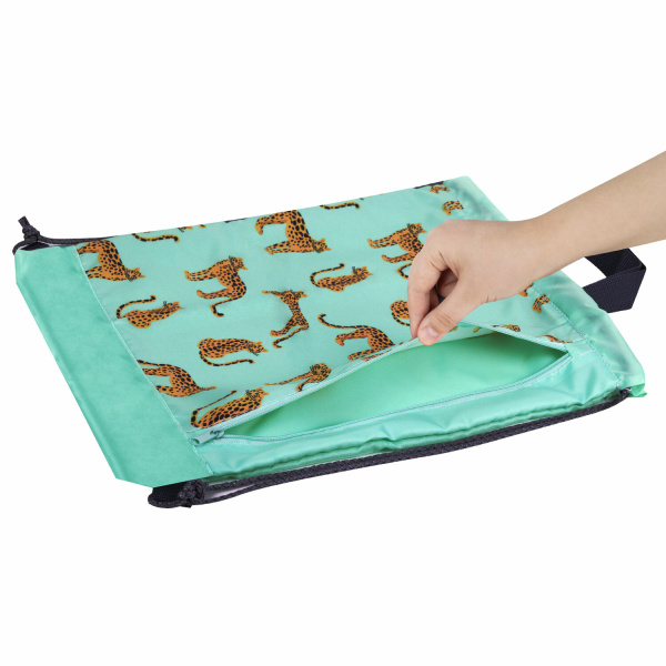 Мешок для обуви ЮНЛАНДИЯ, с ручками, боковой карман на молнии, 46х36 см, "Wild Cats", 271614 - Мешки для обуви