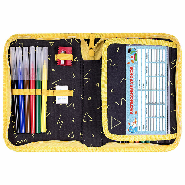 Пенал BRAUBERG с наполнением, 1 отделение, 1 откидная планка, 24 предмета, 21х14 см, "Rebel", 271528 - Пеналы с наполнением