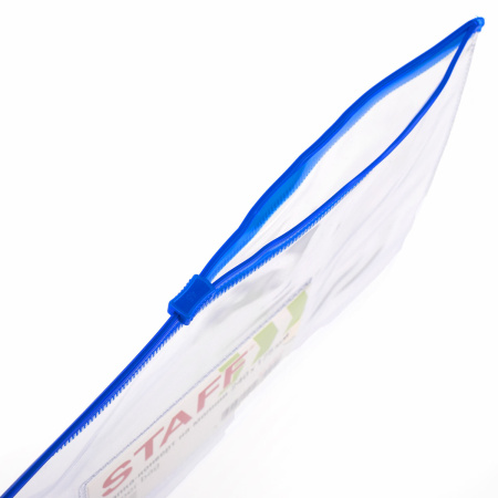 Папка-конверт на молнии МАЛОГО ФОРМАТА (240х175 мм), А5, карман для визиток, прозрачная, 0,12 мм, STAFF, 229548 - Папки-конверты на молнии