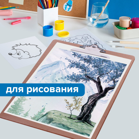 Доска-планшет БОЛЬШОГО ФОРМАТА (320х460 мм), А3, BRAUBERG "Eco" с прижимом, МДФ, 3 мм, СВЕТЛО-КОРИЧНЕВАЯ, 232226 - Планшеты и клипборды