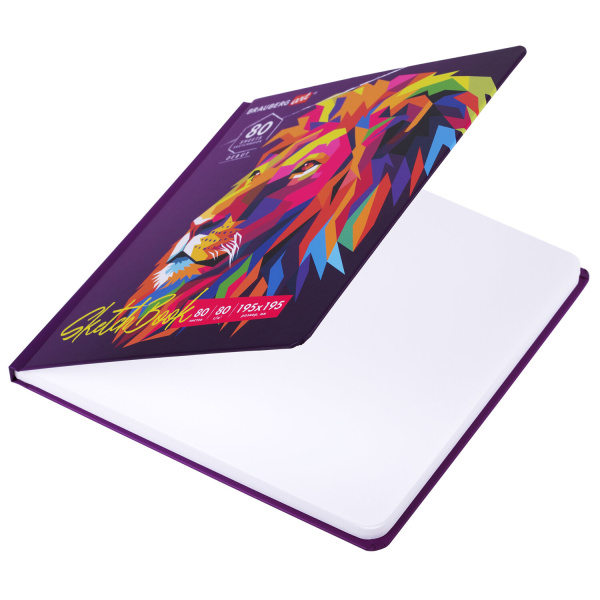 Скетчбук, белая бумага 80 г/м2, 195х195 мм, 80 л., резинка, твердый, BRAUBERG ART DEBUT "Лев", 114582 - Альбомы, скетчбуки и бумага для графики и эскизов