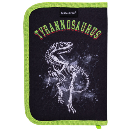 Пенал BRAUBERG, 1 отделение, полиэстер, 21х14 см, "Tyrannosaurus", 271531 - Пеналы каркасные