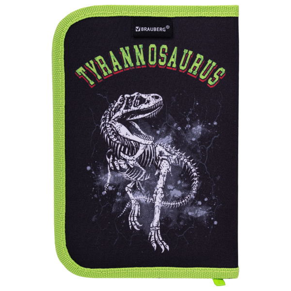 Пенал BRAUBERG, 1 отделение, полиэстер, 21х14 см, "Tyrannosaurus", 271531 - Пеналы каркасные